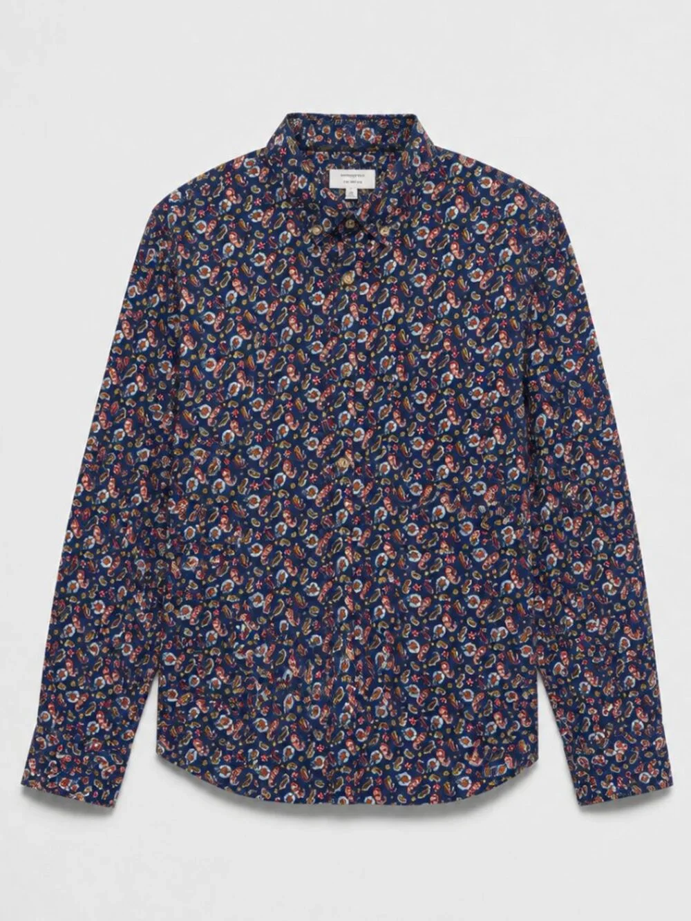 Banana Republic Slim-Fit Softwash Cotton Shirt Paisley Navy Medium #A3617